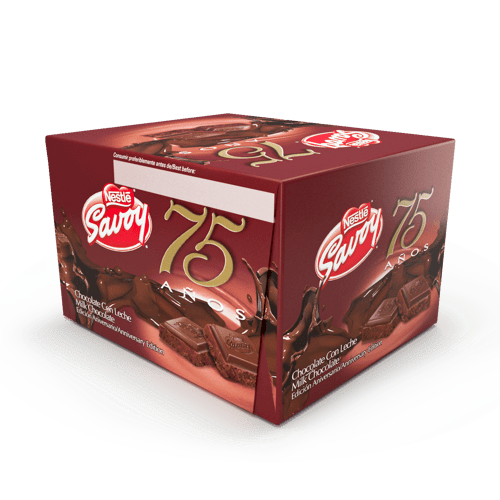 SAVOY® 75 Aniversario Chocolate con Leche Edición Aniversario Display 10 Unidades de 100 g
