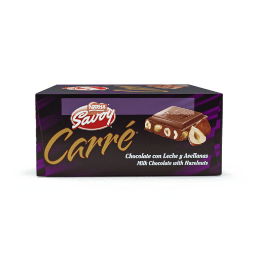 SAVOY® CARRÉ Mini Avellanas Chocolate con Leche y Avellanas Display 16 Unidades de 25 g
