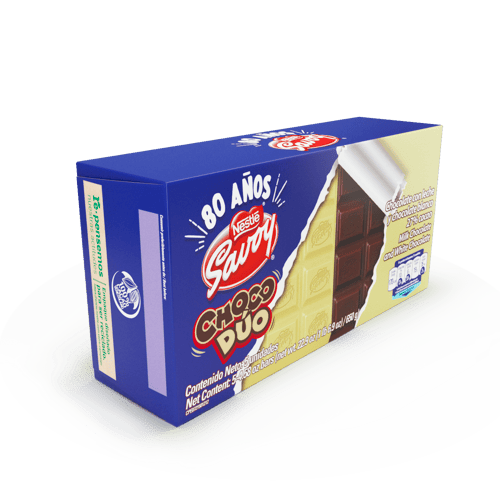 SAVOY® Choco Dúo Chocolate con Leche y Chocolate Blanco Display 5 Unidades de 130 g