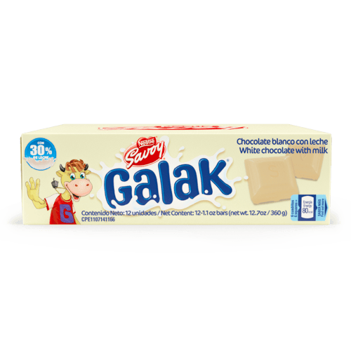 GALAK® Chocolate Blanco Display 12 Unidades de 30 g