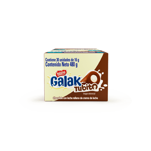 GALAK® Tubito Barra Sabor a Chocolate con Relleno Sabor a Leche Display 30 Unidades de 16 g