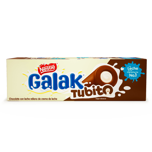 GALAK® Tubito Barra Sabor a Chocolate con Relleno Sabor a Leche Display 30 Unidades de 16 g