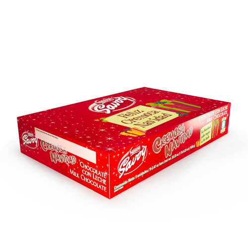 NESTLÉ-SAVOY® Cremosa Navidad Chocolate con Leche Display 9 Unidades de 70 g