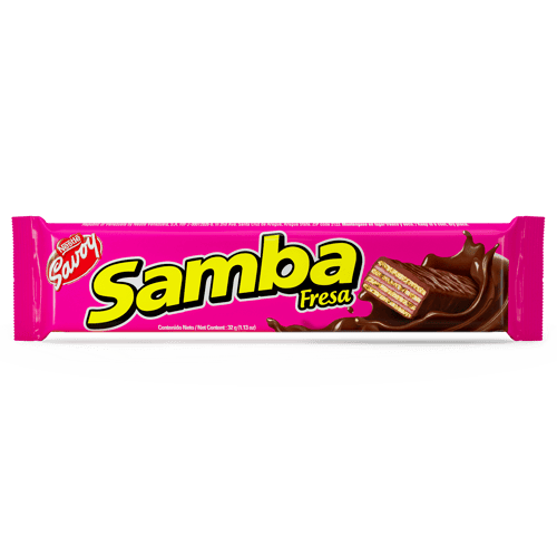 SAMBA® Wafer con Relleno Sabor a Fresa Cubierto de Chocolate 32 g