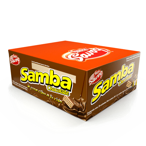 SAMBA® Wafer con Relleno Sabor a Chocolate Cubierto de Chocolate Display 20 Unidades de 32 g