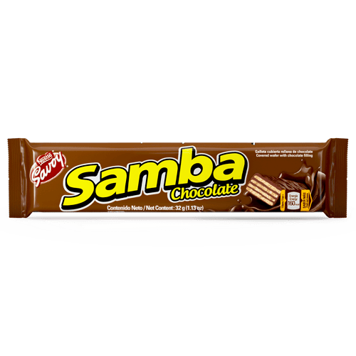 SAMBA® Wafer con Relleno Sabor a Chocolate Cubierto de Chocolate 32 g SAMBA® Wafer con Relleno Sabor a Chocolate Cubierto de Chocolate 32 g