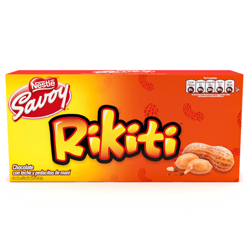 RIKITI® Chocolate con Leche y Pedacitos de Maní Display 5 Unidades de 130 g