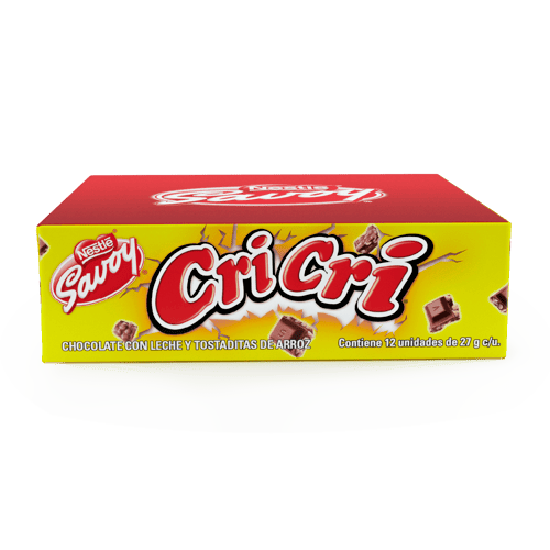 CRI CRI® Chocolate con Leche y Tostaditas de Arroz Display 12 Unidades de 27 g CRI CRI® Chocolate con Leche y Tostaditas de Arroz Display 12 Unidades de 27 g
