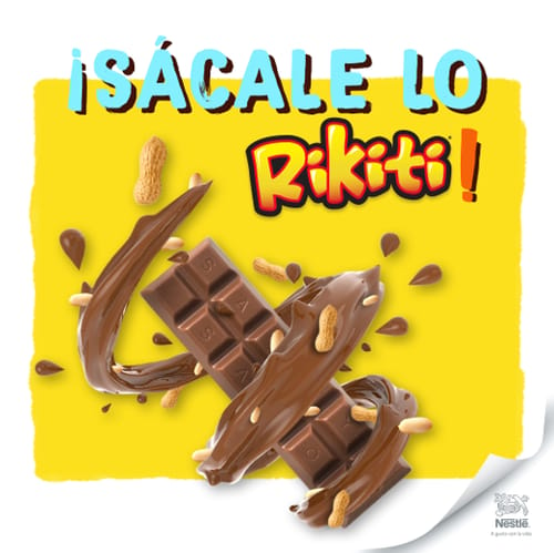 RIKITI® Chocolate con Leche y Pedacitos de Maní Display 12 Unidades de 30 g