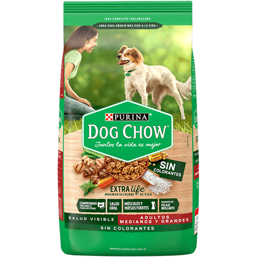 DOG CHOW® Alimento para Perros Adultos Medianos y Grandes Sin Colorantes 8 kg