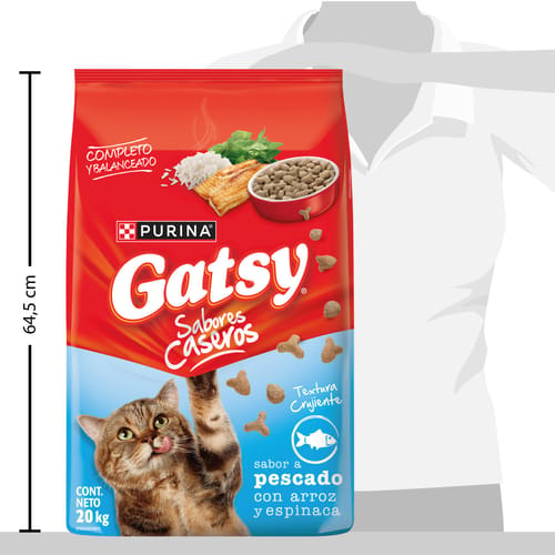 Gatsy® Alimento para Gatos Sabor a Pescado, Arroz y Espinaca 20Kg