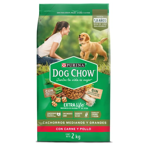 Dog Chow® Alimento para Perros Cachorros Medianos y Grandes con Carne y Pollo 2kg