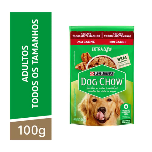 Dog Chow® Alimento húmedo para Perros Adultos Todos los Tamaños con Carne 100g