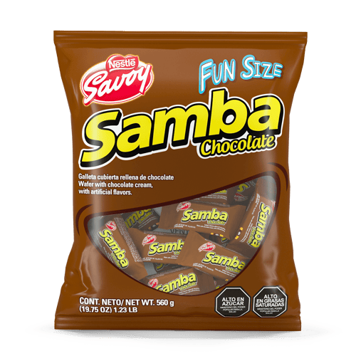 SAMBA® Wafer con Relleno Sabor a Chocolate Cubierto de Chocolate Bolsa de 35 Unidades de 16 g