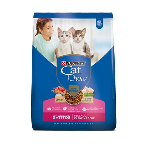 CAT CHOW® Alimento para Gatitos Sabor Pescado, Carne y Leche 500 g