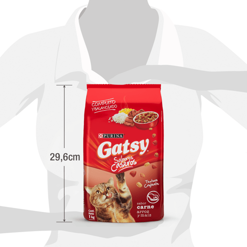 GATSY® Alimento para Gatos Adultos Sabor a Carne, Arroz y Maíz 1 kg