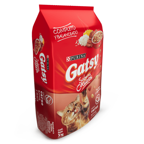 GATSY® Alimento para Gatos Adultos Sabor a Carne, Arroz y Maíz 3 kg