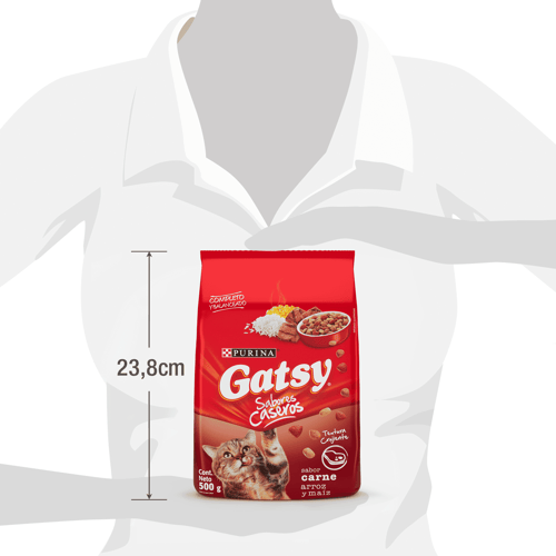 GATSY® Alimento para Gatos Adultos Sabor a Carne, Arroz y Maíz 500 g