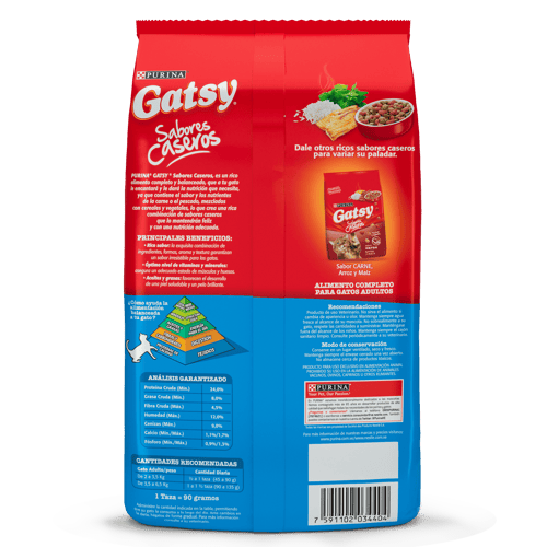 GATSY® Alimento para Gatos Adultos Sabor a Pescado, Arroz y Espinaca 1 kg