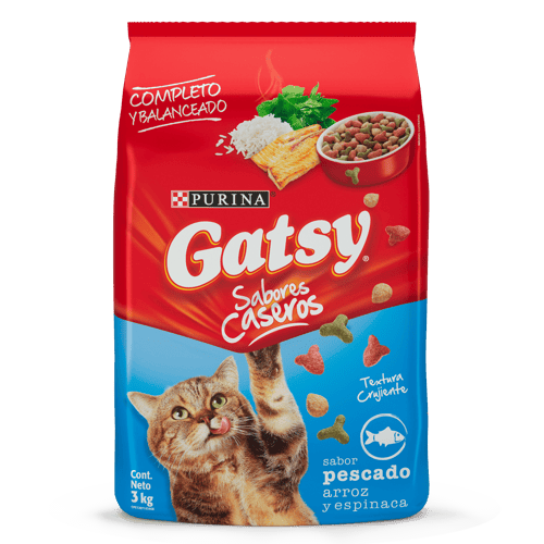 GATSY® Alimento para Gatos Adultos Sabor a Pescado, Arroz y Espinaca 3 kg