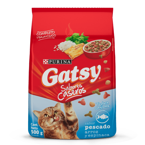 GATSY® Alimento para Gatos Adultos Sabor a Pescado, Arroz y Espinaca 500 g