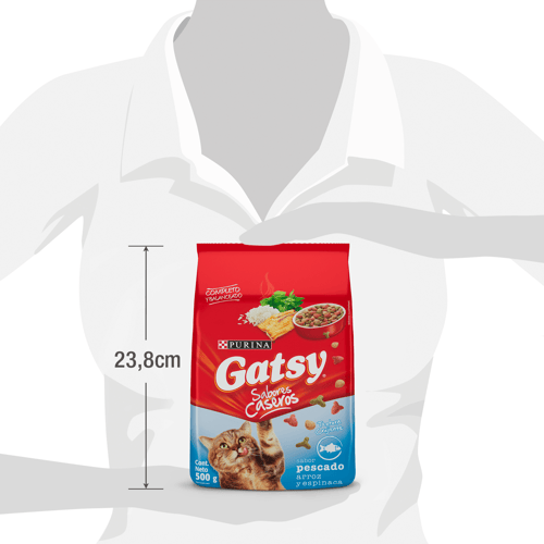 GATSY® Alimento para Gatos Adultos Sabor a Pescado, Arroz y Espinaca 500 g