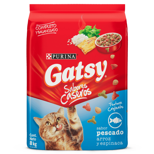 GATSY® Alimento para Gatos Adultos Sabor a Pescado, Arroz y Espinaca 8 kg 