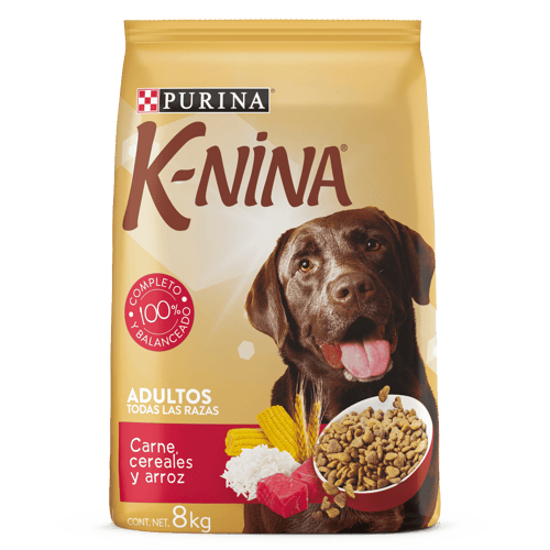 K-NINA® Alimento para Perros Adultos Sabor a Carne, Cereal y Arroz 8 kg