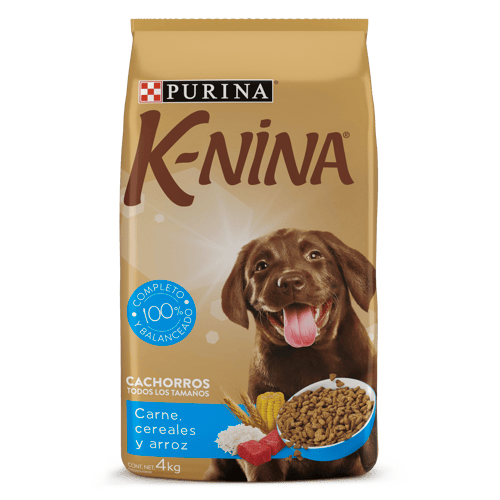 K-NINA® Alimento para Cachorros Todos los Tamaños Sabor a Carne, Cereales y Arroz 4 kg