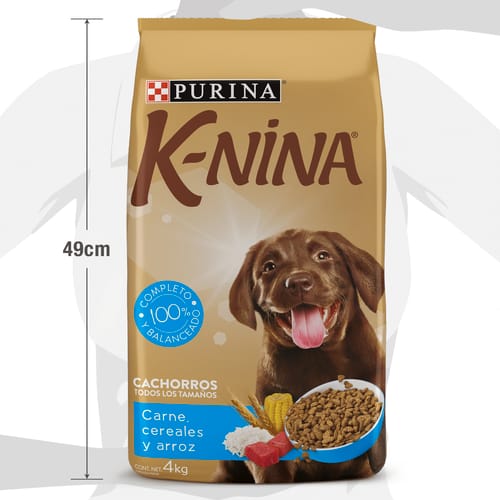 K-NINA® Alimento para Cachorros Todos los Tamaños Sabor a Carne, Cereales y Arroz 4 kg