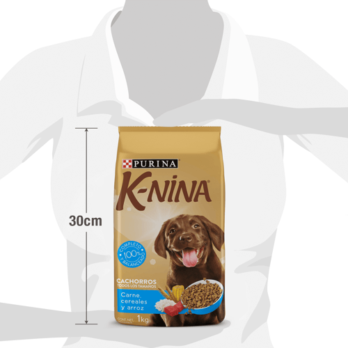 K-NINA® Alimento para Cachorros Todos los Tamaños Sabor a Carne, Cereales y Arroz 1 kg