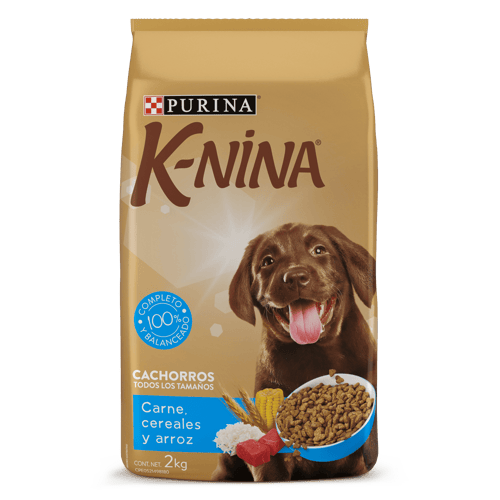 K-NINA® Alimento para Cachorros Todos los Tamaños Sabor a Carne, Cereales y Arroz 2 kg