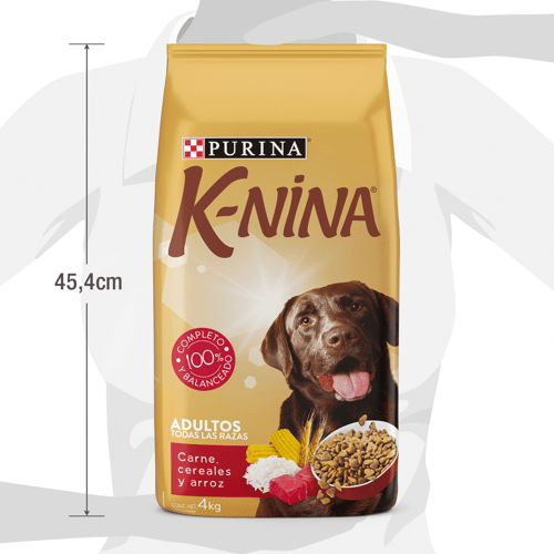 K-NINA® Alimento para Perros Adultos Sabor a Carne, Cereal y Arroz 4 kg
