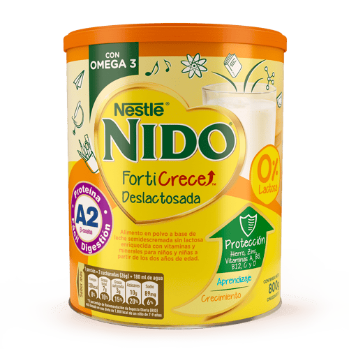 NIDO® Forticrece Deslactosada A2 Alimento Lácteo en Polvo Enriquecido 800 g