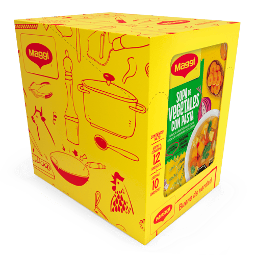 MAGGI® Sopa de Vegetales con Pasta Display 12 Sobres de 62 g