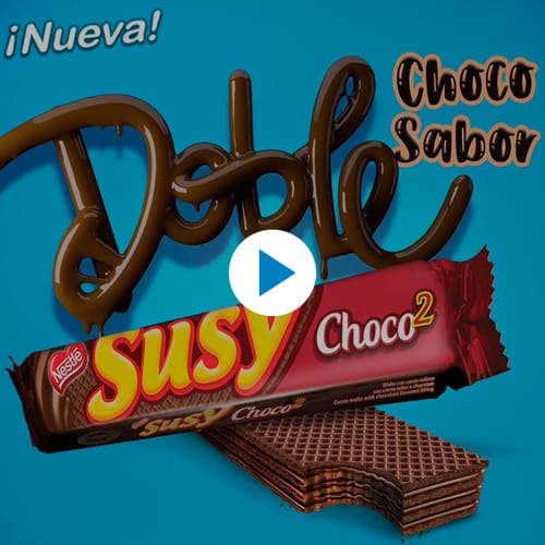 SUSY® Choco2 Wafer con Cacao Relleno con Crema Sabor a Chocolate 50 g